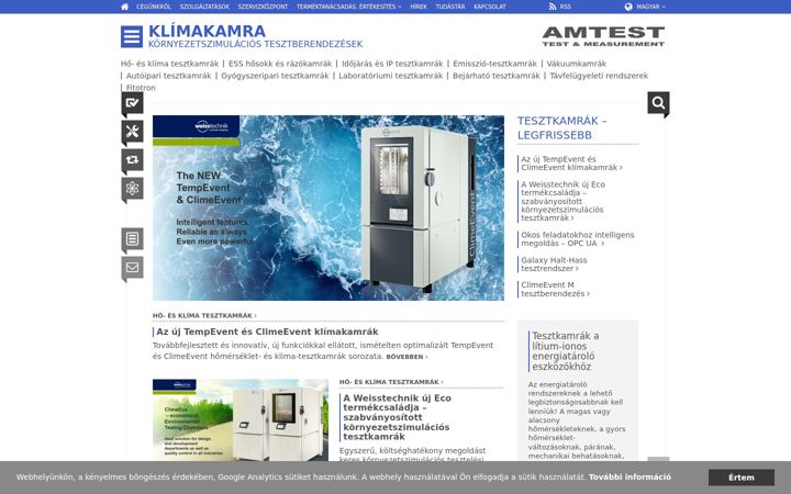 Screenshot of klimakamra.hu
