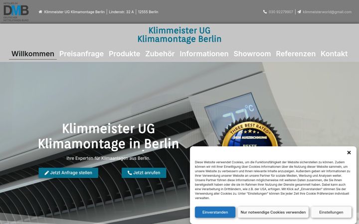 Screenshot of klimamontage-berlin.de