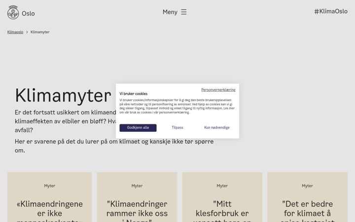 Screenshot of klimamyter.no
