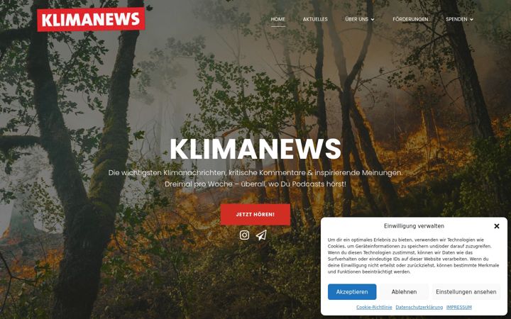 Screenshot of klimanews-podcast.de