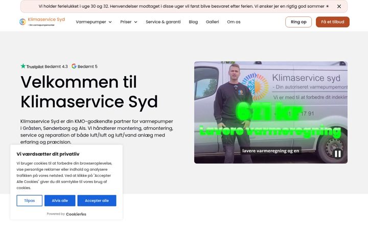 Screenshot of klimaservicesyd.dk