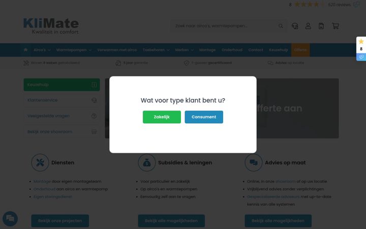 Screenshot von klimate.nl