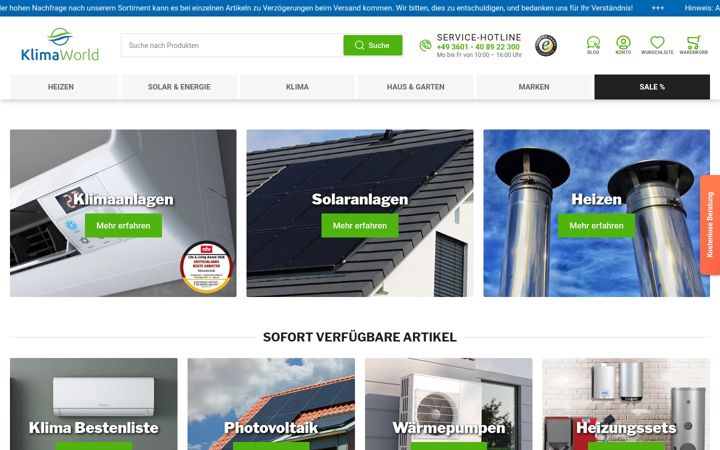 Screenshot of klimaworld.com