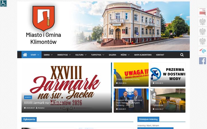 Screenshot of klimontow.pl