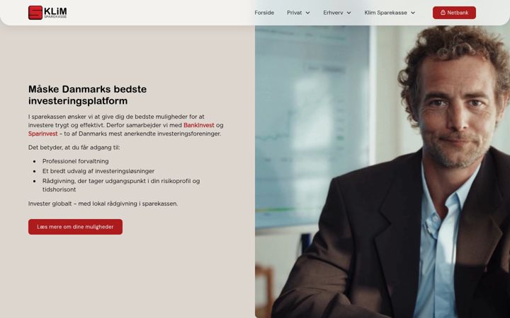Screenshot του klimsparekasse.dk
