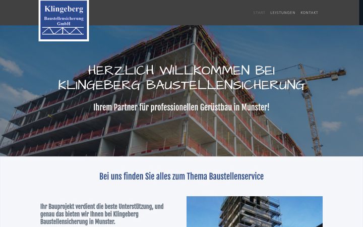 Screenshot of klingeberg-baustellensicherung.de