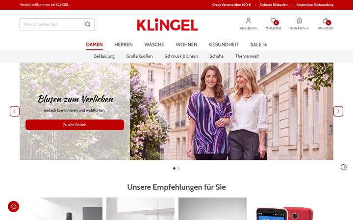 Screenshot of klingel.de