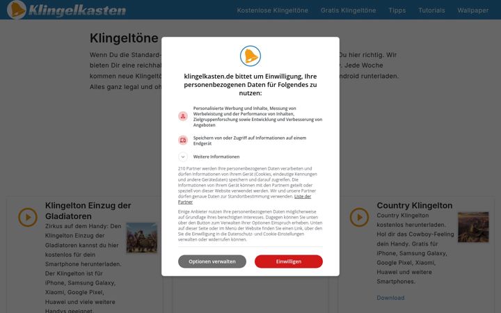 Screenshot of klingelkasten.de
