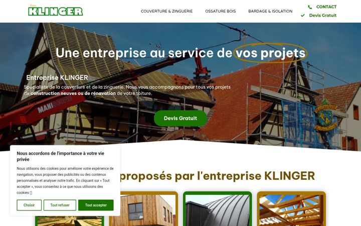 Screenshot of klinger-charpente.com