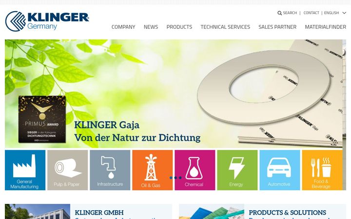 Screenshot of klinger.de