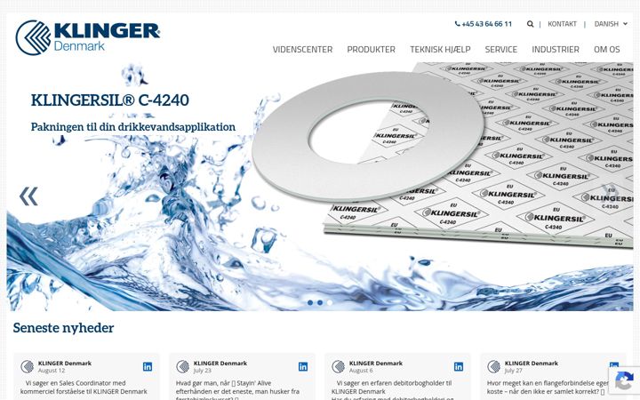 Screenshot of klinger.dk