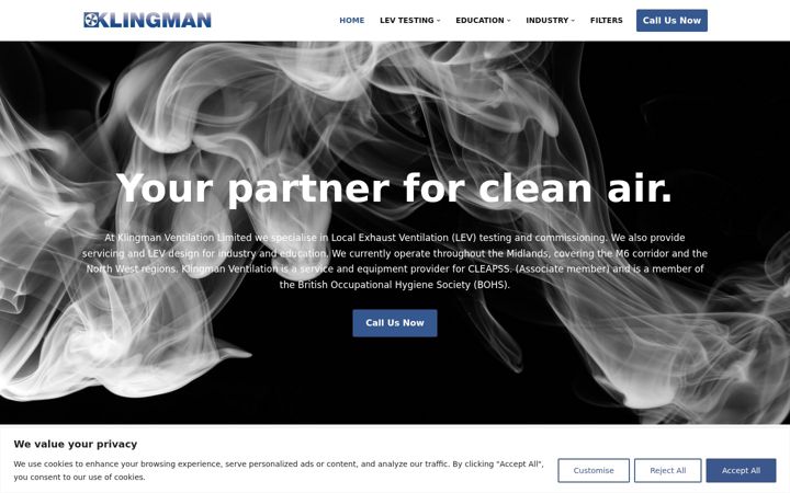 Screenshot of klingmanvent.co.uk
