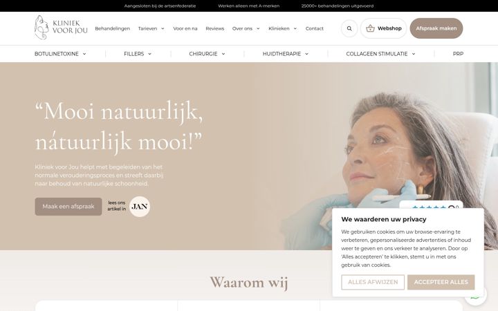 Screenshot of kliniekvoorjou.nl