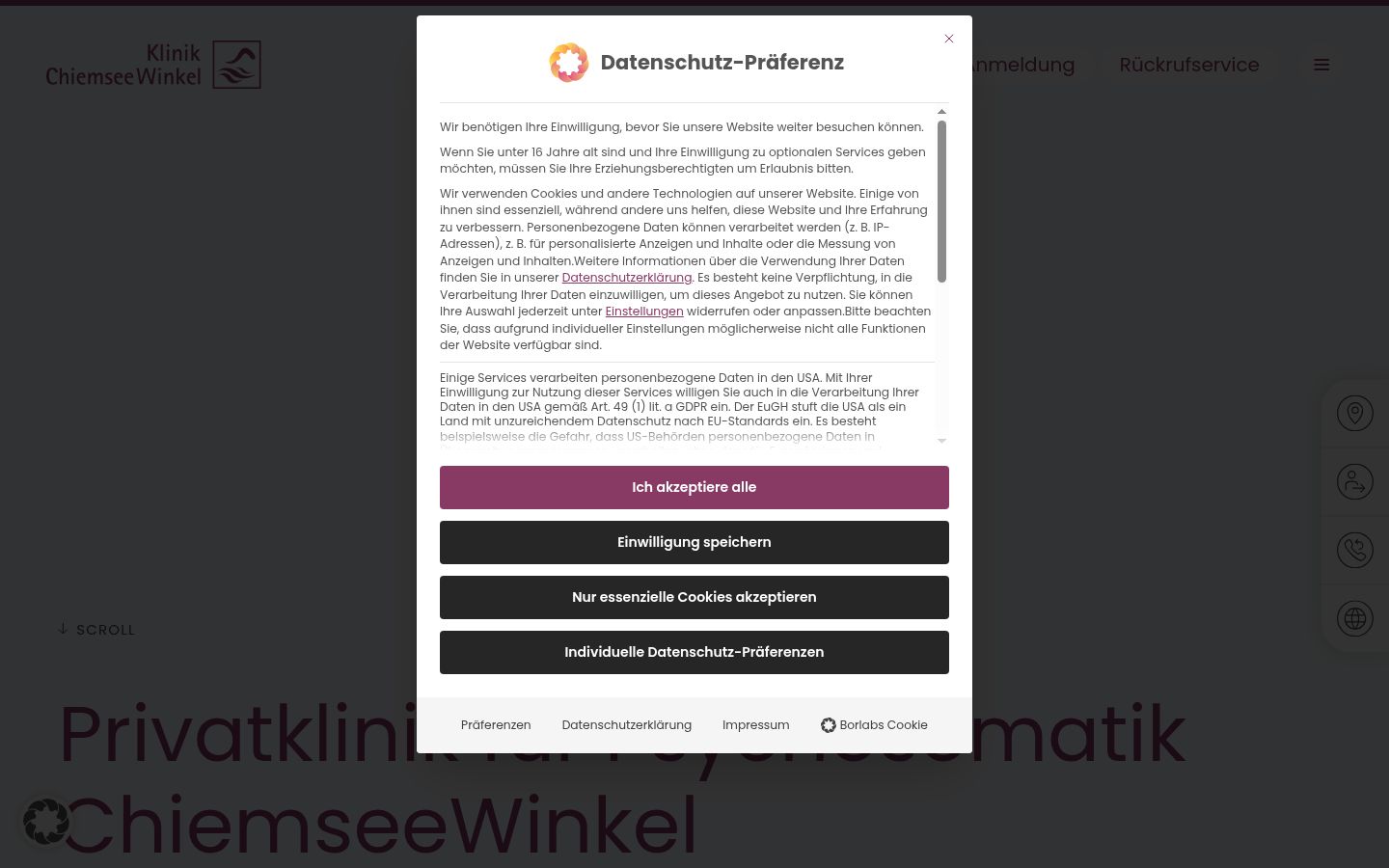 Sutikimo reklamjuostės, rodytos prieš bet kokią sąveiką, ekrano kopija