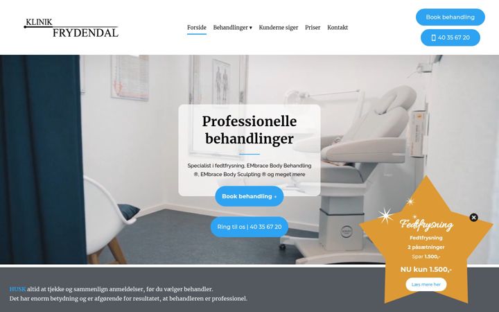 Screenshot of klinik-frydendal.dk