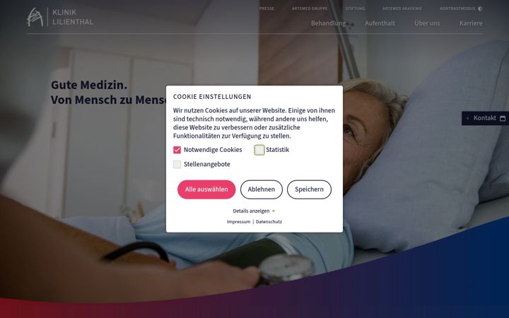 Screenshot of klinik-lilienthal.de