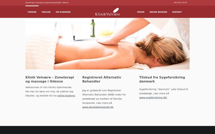 Screenshot of klinik-velvaere.dk