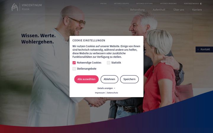 Screenshot of klinik-vincentinum.de