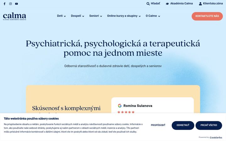Screenshot of klinikacalma.sk