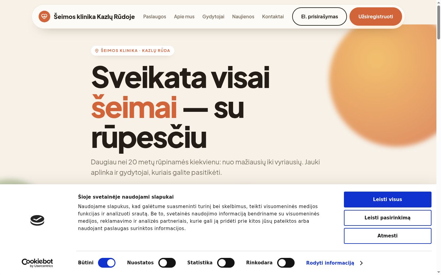 Posnetek zaslona pasice za privolitev, prikazane pred kakršno koli interakcijo