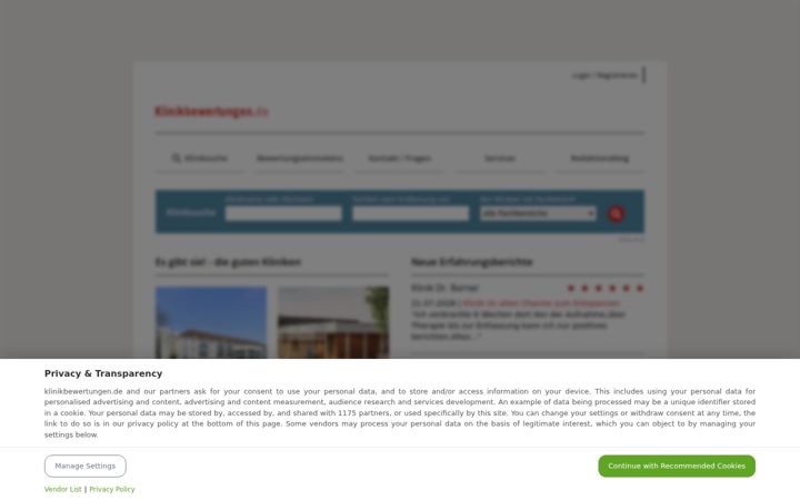 Screenshot of klinikbewertungen.de