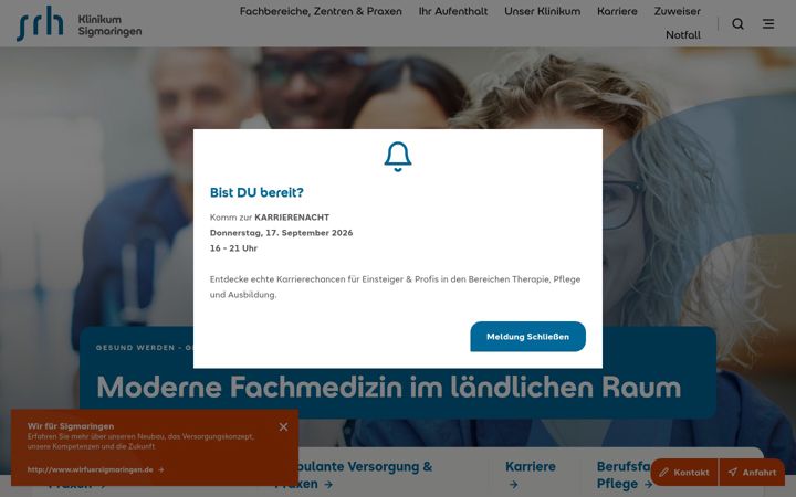 Screenshot of kliniken-sigmaringen.de