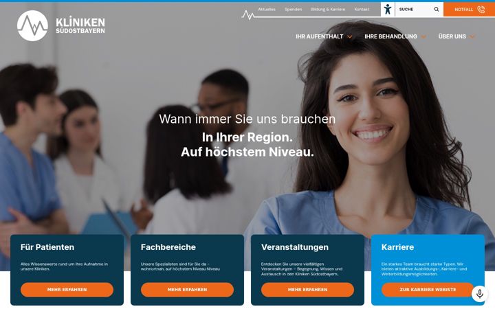 Screenshot of kliniken-suedostbayern.de