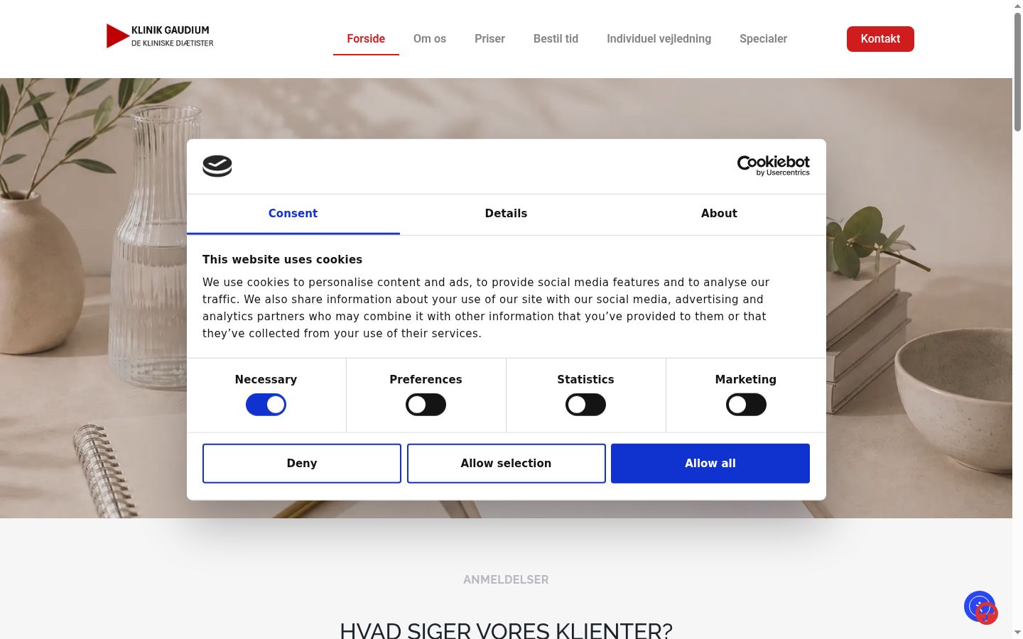 Screenshot tal-banner tal-kunsens muri qabel kwalunkwe interazzjoni