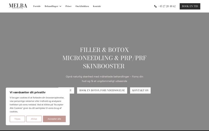 Screenshot of klinikmelba.dk