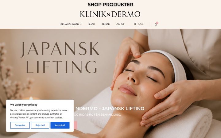 Screenshot of klinikndermo.dk