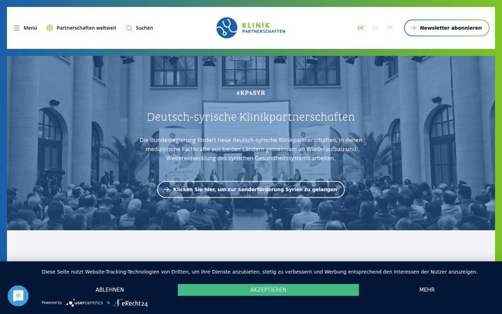 Screenshot of klinikpartnerschaften.de