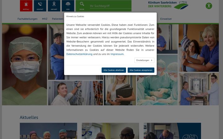 Screenshot of klinikum-saarbruecken.de