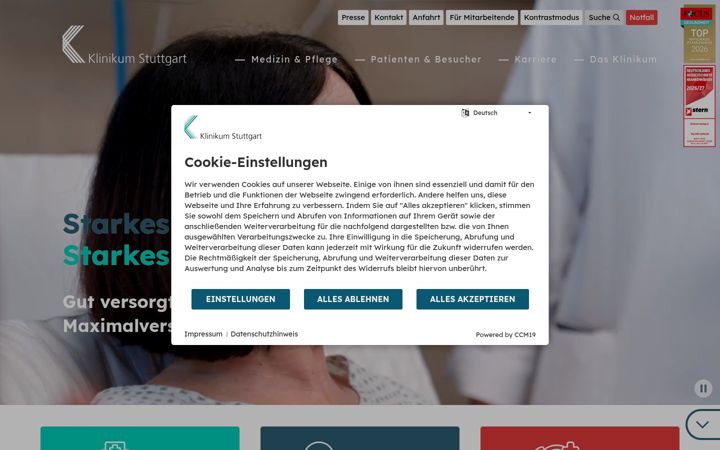 Screenshot of klinikum-stuttgart.de