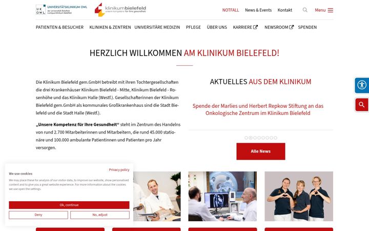 Ekrano kopija klinikumbielefeld.de