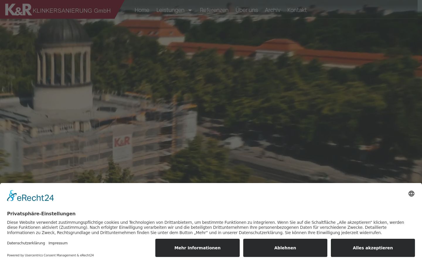 Screenshot des Einwilligungsbanners vor jeglicher Interaktion
