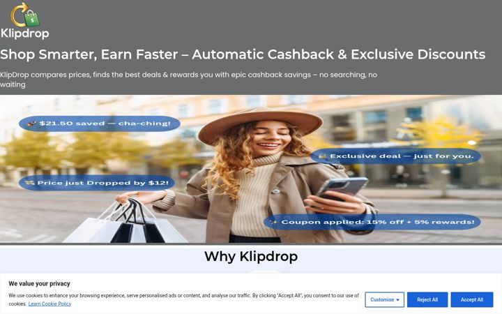 Screenshot of klipdrop.com
