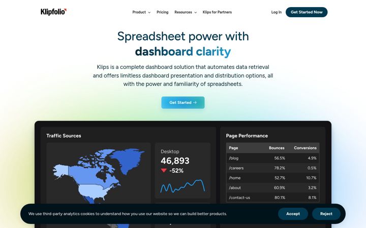 Screenshot of klipfolio.com