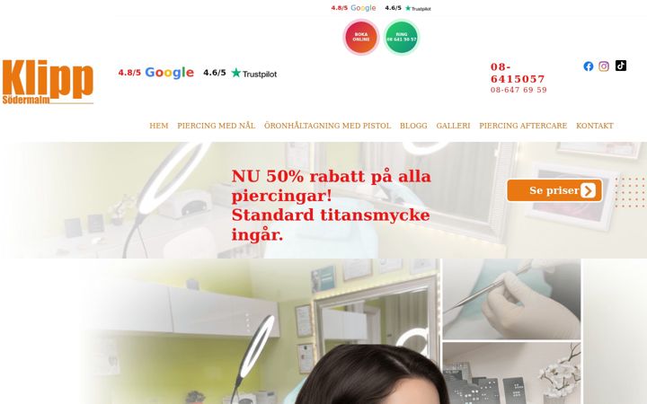 Screenshot of klippsodermalm.com