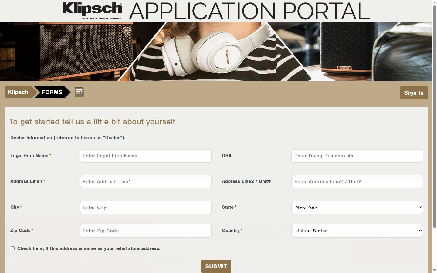 Screenshot of the consent banner shown before any interaction