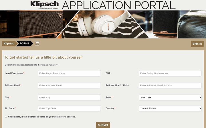 Screenshot of klipschnewaccounts.com
