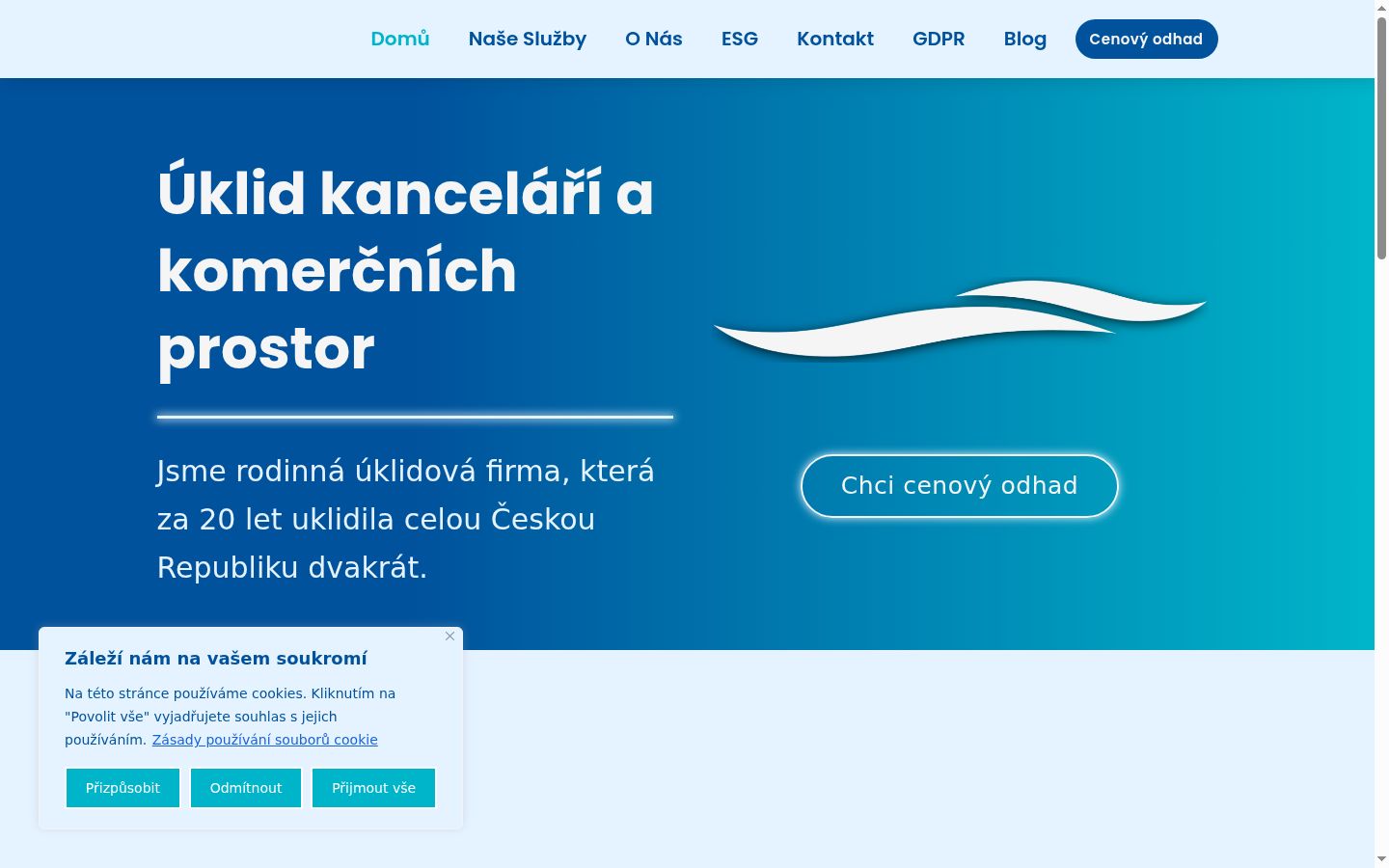 Snímek obrazovky baneru souhlasu zobrazeného před jakoukoli interakcí