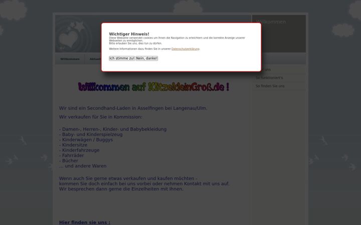 Screenshot of klitzekleingross.de