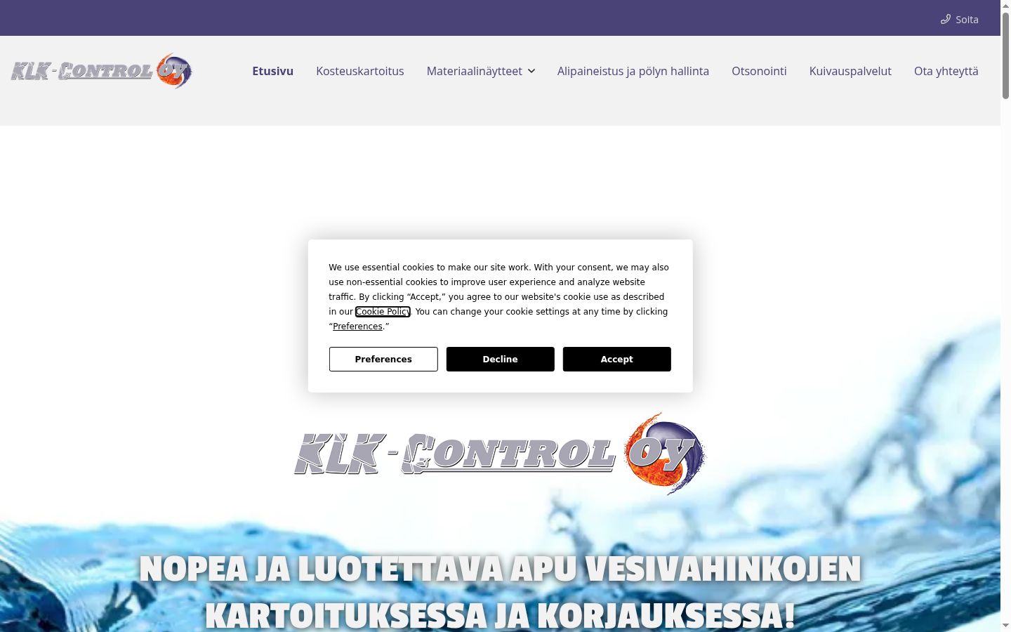 Captura de pantalla del banner de consentimiento mostrado antes de cualquier interacción