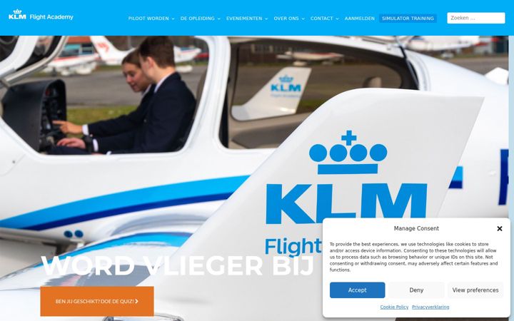 Screenshot of klmflightacademy.nl