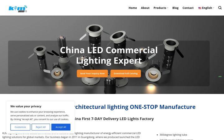 Screenshot of klmlighting.com