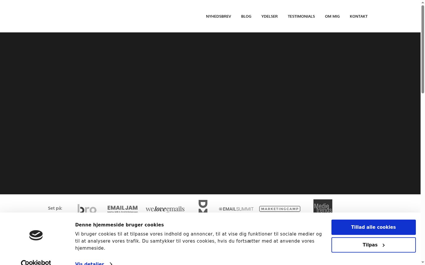 Captura de ecrã do banner de consentimento apresentado antes de qualquer interação