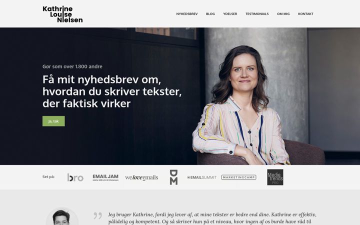 Screenshot of klncopywriting.dk