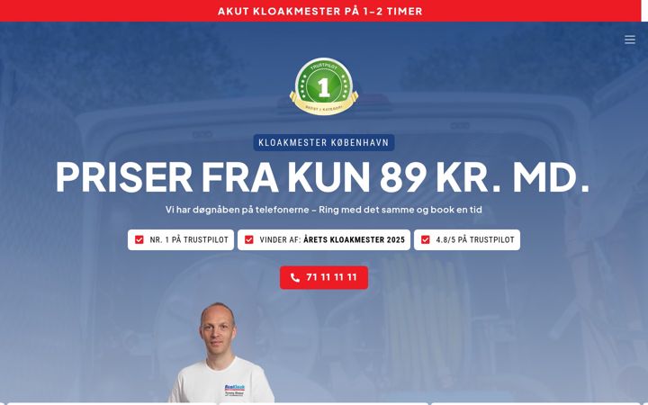 Capture d'écran de kloakmester-kobenhavn.dk