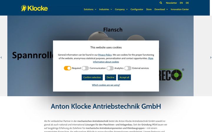 Screenshot of klocke-antrieb.de