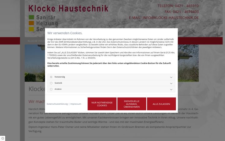 Screenshot of klocke-haustechnik.de